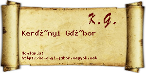 Kerényi Gábor névjegykártya